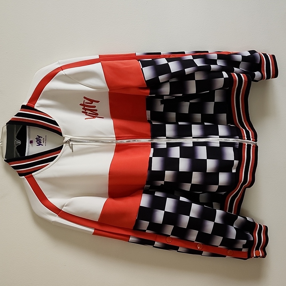 Yitty Major Label Track Jacket Red and White Racer Jacket Snap Sleeves XXL 1X